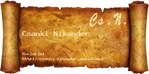 Csanki Nikander névjegykártya